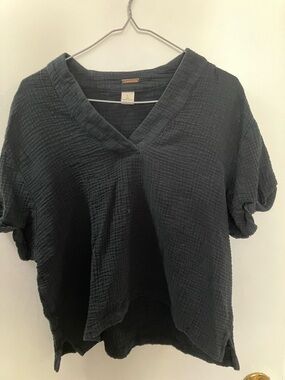 Magaschoni Black Relaxed V-Neck Gauze Tunic